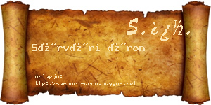 Sárvári Áron névjegykártya